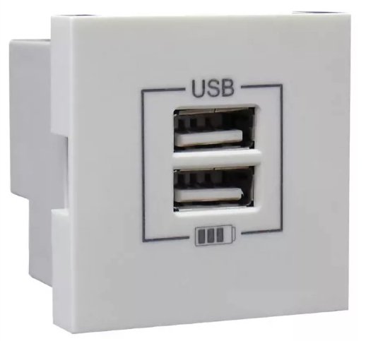 Розетка USB двойная Efapel Розетка USB двойная, зарядная, белая (45439 SBR)