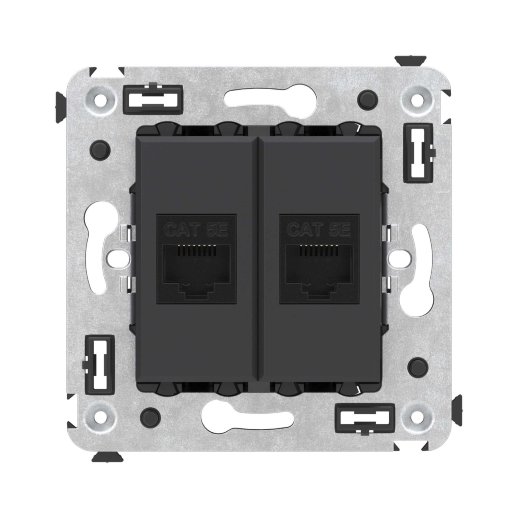Розетка RJ-45 в стену, кат.5E, Avanti, двойная, черный матовый (4412664)