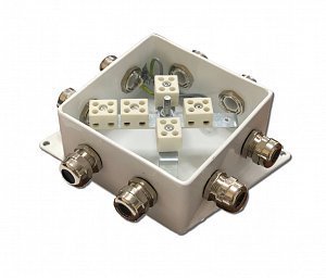 Коробка монтажная огнестойкая Гефест КМ-О (10к*10,0)-IP66-120х120, четыре ввода