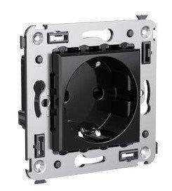 Розетка ДКС Розетка в стену, 2P+E, с з/ш Avanti черный квадрат (4402003)