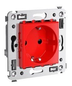 Розетка ДКС Розетка в стену, 2P+E, с з/ш Avanti красный квадрат (4401003)