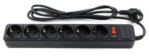 Сетевой фильтр 6 розеток, 3м, черный 5bites SP6B-130