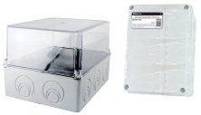 Коробка ОП 240х195х165мм, прозрачная крыша, IP55, монтажная плата, кабельные вводы d28-3шт, d37-2шт (SQ1401-1348)