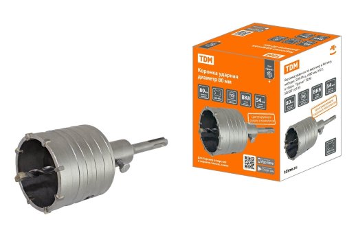 Коронка ударная по кирпичу и бетону, победит, SDS-Plus, d-80мм, М22 'Гранит' TDM (SQ1031-0103)