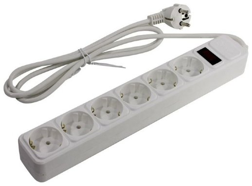 Сетевой фильтр 6 розеток, 3м, белый 5bites SP6W-130