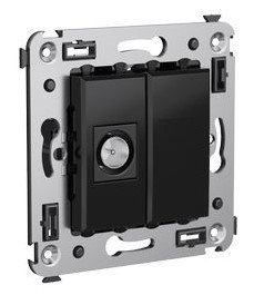 Розетка TV ДКС Розетка TV в стену, проходная Avanti черный квадрат (4402513)