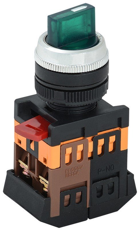 Переключатель на 3 положения I-O 1з+1р IEK Переключатель АNСLR-22-3 на 3 фиксированных положения зеленый неон (BSW10-ANCLR-3-K06)