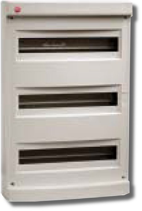 Щиток настенный ДКС Щиток настенный без дверцы 54 модуля IP40 серый (83654)