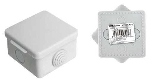 Распаячная коробка TDM ЕLECTRIC Коробка ОП 65х65х50мм, крышка, IP54, 4вх (SQ1401-0511)