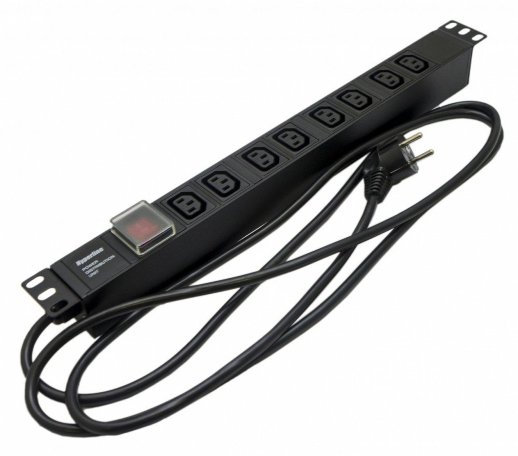 Блок розеток 19" Hyperline SHE19-8IEC-S-2.5EU