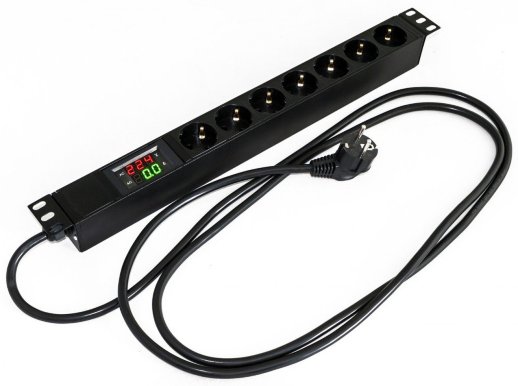 Блок розеток 19" Hyperline SHE19-7SH-AV-2.5EU