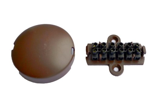 Коробка коммутационная КомплектСтройСервис УК-2П с винтовым клеммником на 6 контактов, евродизайн (коричневый)