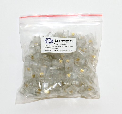 Телефонный разъем 4P4C (RJ-11) 5bites US010A (100шт)