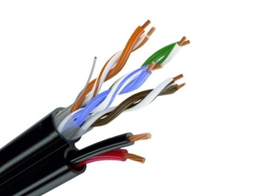 Комбинированный кабель для подключения уличных IP-камер видеонаблюдения с ИК подсветкой, подогревом и ДУ Optimus UTP-5e 4x2x0.5+2x0.75 CCA (outdoor)