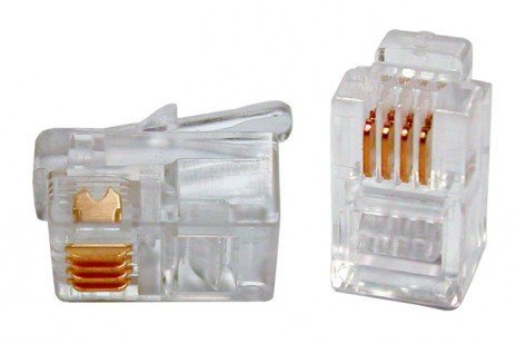 Разъем RJ-11 Hyperline PLUG-4P4C-P-C2-100 (100 шт)