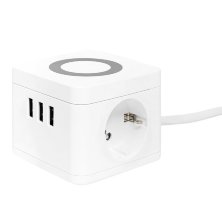 Удлинитель 'Куб' 2 гнезда 3USB 2,4А+зарядное устройство 1,3 метра 1мм2