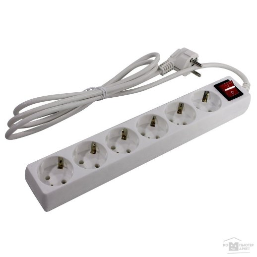 Сетевой фильтр 6 розеток, 1.8м, белый 5bites SP6W-218