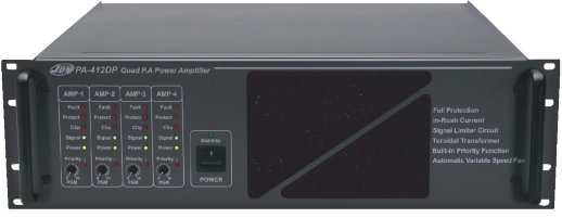 Усилитель мощности 4-х канальный 4х120 Вт, 100 В JDM PA-412DP