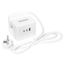 Удлинитель 'Куб' 2 гнезда USB + 2Type C с быстрой зарядкой, подставкой под телефон и ночником 1,3 метра 1мм2