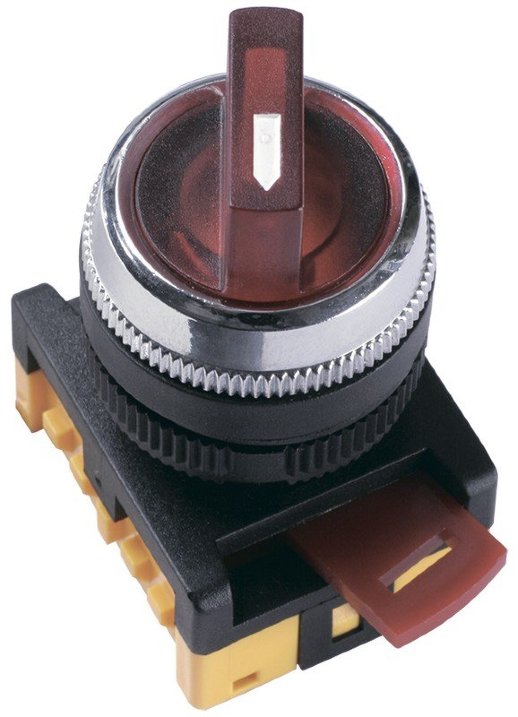 Переключатель на 3 положения I-O 1з+1р IEK Переключатель АNСLR-22-3 на 3 фиксированных положения красный неон (BSW10-ANCLR-3-K04)