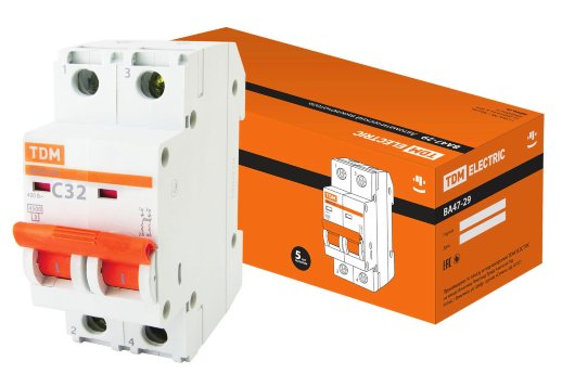 Автоматический выключатель TDM ЕLECTRIC ВА47-29 2Р 32А 4,5кА х-ка С (SQ0206-0096)