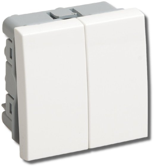 Выключатель проходной (переключатель) "ПРАЙМЕР" IEK ВК4-22-00-П двухклавишный на 2 модуля белый (CKK-40D-PD2-K01)