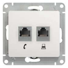 Розетка RJ11+RJ45 Glossa двойная, кат. 5Е, белый (GSL000185)