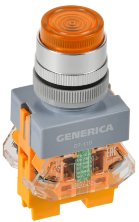 Кнопка D7-11D d=22мм желтая GENERICA (BBT50-11D-3-12-K05-G)