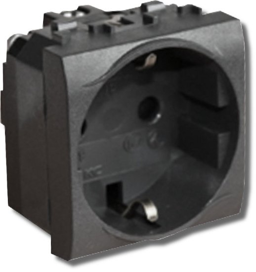 Розетка силовая штекерная со шторками ДКС Розетка силовая с заземлением Brava 2 модуля черная (77482N)