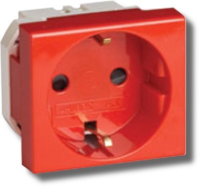 Розетка силовая штекерная с заземлением и со шторками ДКС Розетка силовая 2Р+Е Viva 2 модуля красная (45015)