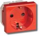 Розетка силовая штекерная с заземлением и со шторками ДКС Розетка силовая 2Р+Е Viva 2 модуля красная (45015)