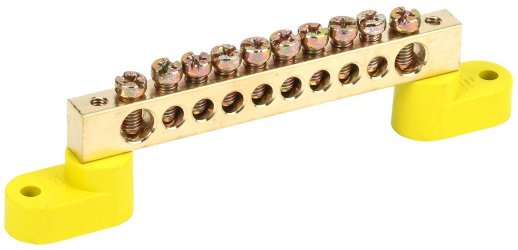 Шина на двух угловых изоляторах IEK Шина PE "земля" ШНИ-8х12-10-У2-Ж (YNN10-812-10C2-K05)