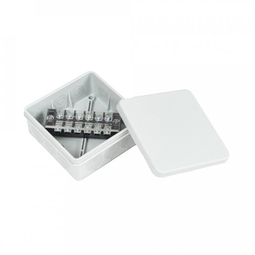 Коробка распределительная 100х100х40 двухкомпонентная (HF) в комплекте с 6-кл. зажимами, сечение до 2,5 мм², серая (PR80.0170)