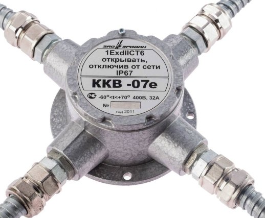Коробка коммутационная взрывозащищенная крестообразная Эридан ККВ-07е-Ех-А-Р1-К (ККВ-07е-К), КВМ15+КВМ15+КВМ15+КВМ15