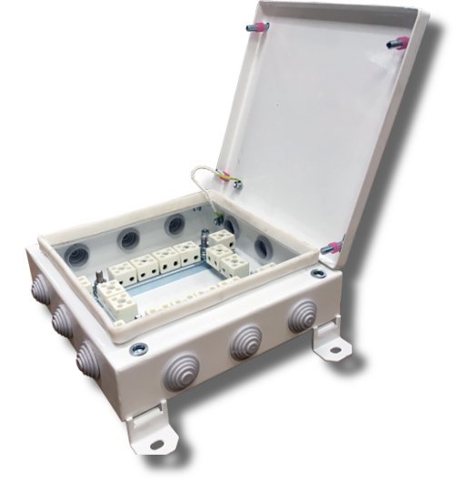 Коробка монтажная огнестойкая Гефест КМ-О (32к)-IP54-2020, 12 вводов