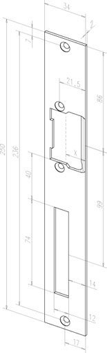 Планка, плоская, длинная левая Eff-Eff Eff-Eff HZF(033 02) (-------03302-04) лицевая панель серая