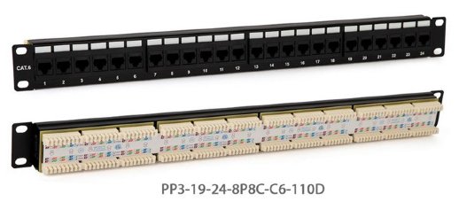 Патч-панель 19" Hyperline PP3-19-24-8P8C-C6-110D