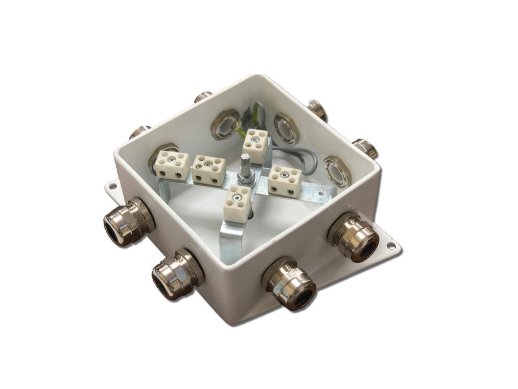 Коробка монтажная огнестойкая Гефест КМ-О (10к)-IP66-120х120, восемь вводов