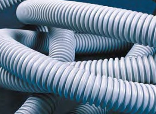 Труба гофрированная с протяжкой, не распространяющая горение ДКС Труба ПВХ тяжелая серая D=25 (91525)