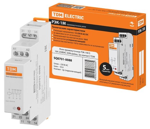 РЭК-1М/3 16А 230В АС (DIN-рейка, 3р-контакт) (SQ0701-0088)