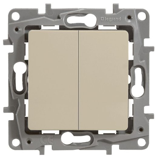 Выключатель LegranD Выключатель двухклавишный 10AX-250В ETIKA, слоновая кость (672302)