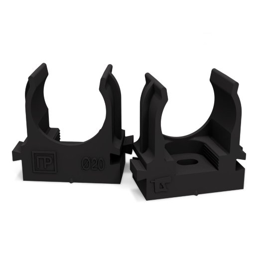 Крепление для труб ПВХ Промрукав Держатель D=20 черный (100 шт) (PR.02720ч)