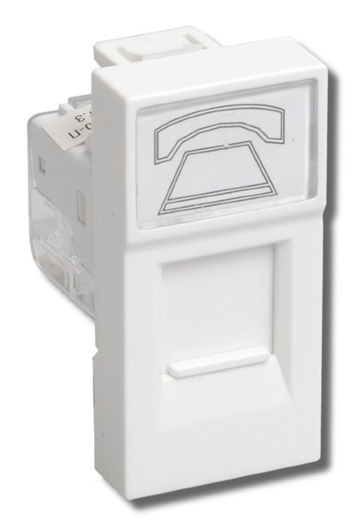 Розетка телефонная 1 модуль "ПРАЙМЕР" IEK РКФ-10-00-П RJ-11 белая (CKK-40D-RT1-K01)