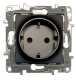 Розетка LegranD Розетка 2К+З со шторками, немецкий стандарт ETIKA, антрацит (672622)