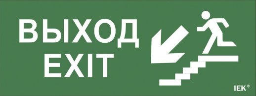 Самоклеящаяся этикетка 240х90 мм IEK Самоклеящаяся этикетка "Выход/лестница вниз/фигура" для ССА (LPC10-1-35-13-VLVNF)