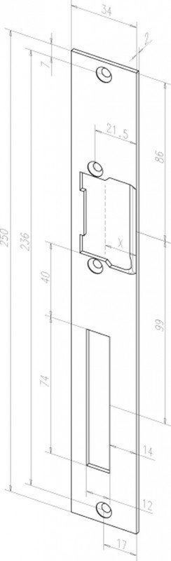 Планка, плоская, длинная правая Eff-Eff Eff-Eff HZF(033 02) (-------03302-05) лицевая панель серая