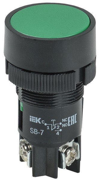 Кнопка IEK Кнопка SВ-7 "Пуск" зеленая D=22 мм (BBT40-SB7-K06)