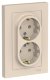 Розетка AtlasDesign двойная с заземлением, в сборе, бежевый (ATN000224)