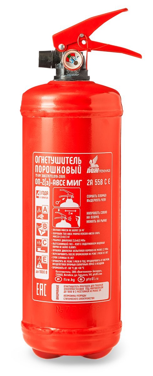 Огнетушитель порошковый закачной Пожтехника Центр ОП-2(з)-АВСЕ МИГ