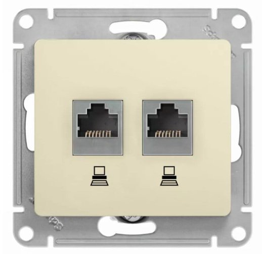 Розетка RJ11+RJ45 Glossa двойная, кат. 5Е, бежевый (GSL000285)